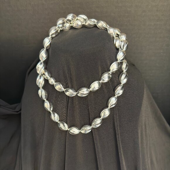 Milor Italy Gorgeous Twisted bead Silver (950) necklace
